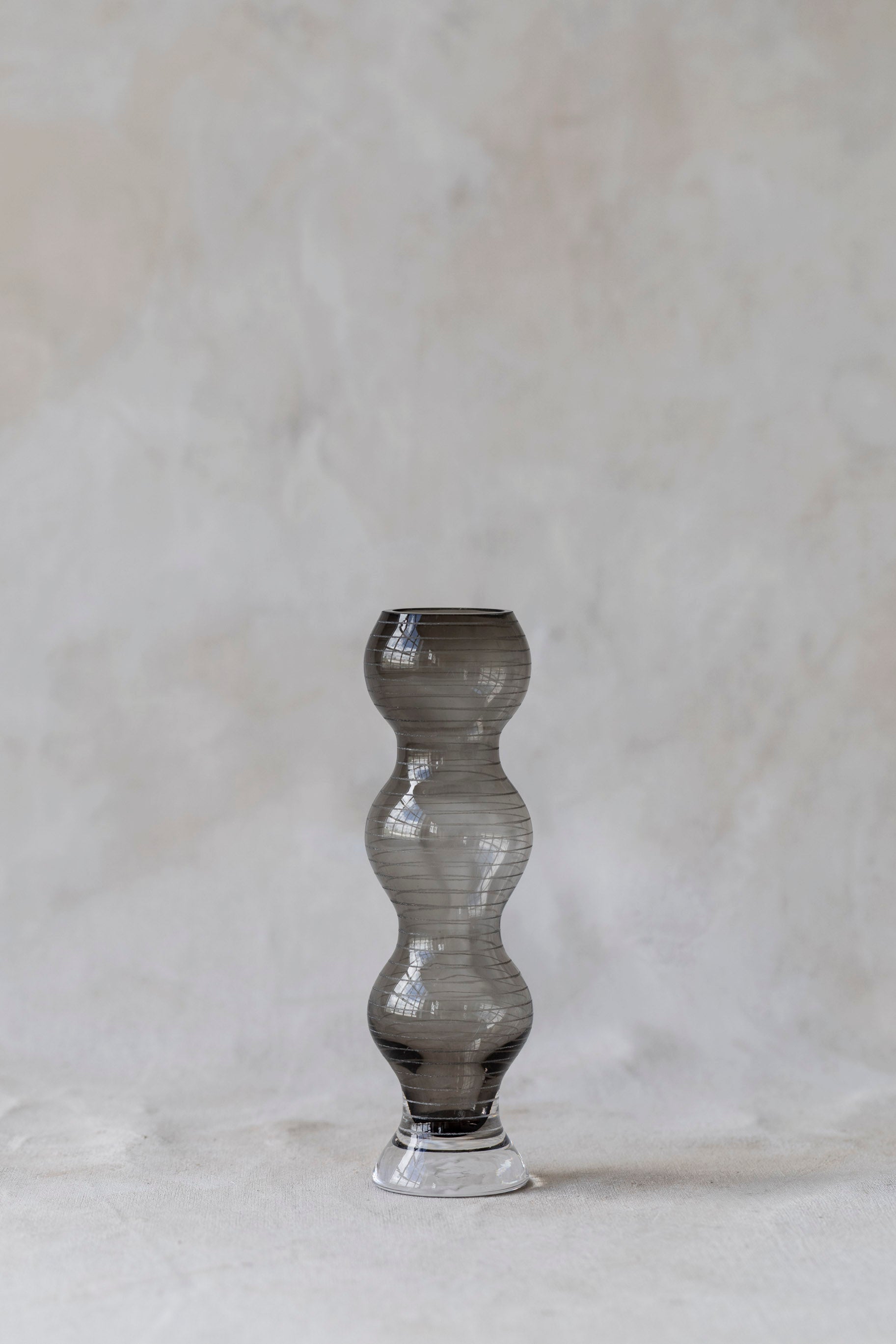 Vintage Grey Wavy Glass Vases