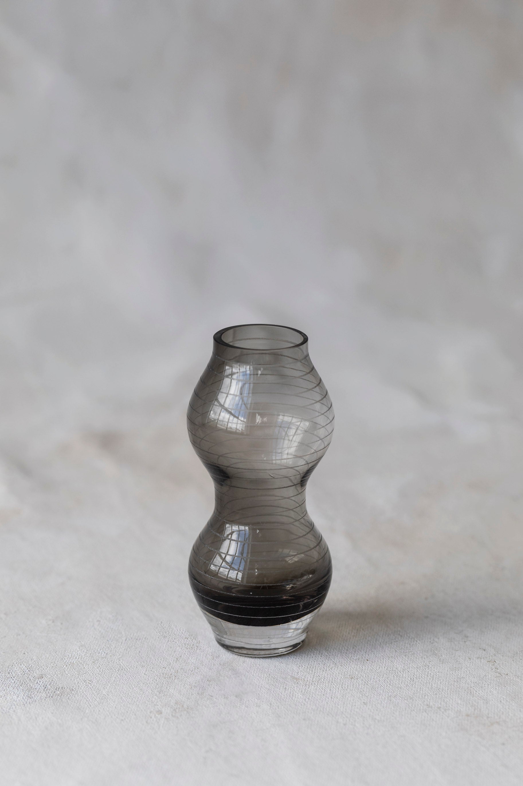 Vintage Grey Wavy Glass Vases
