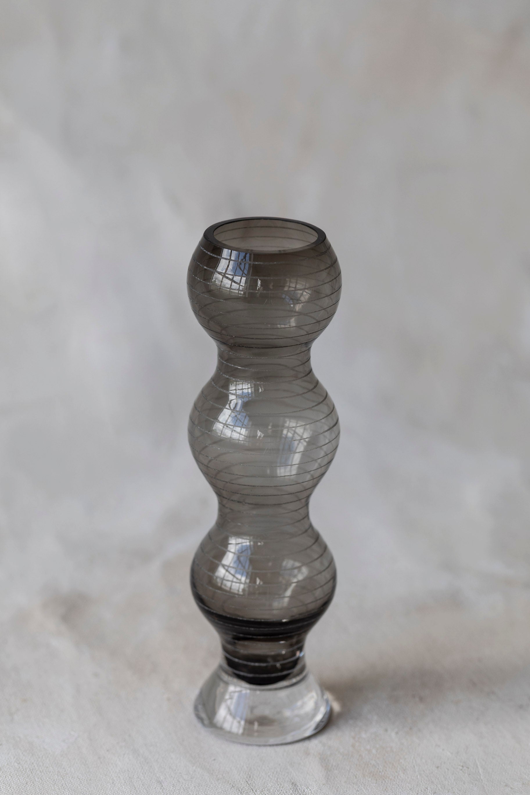Vintage Grey Wavy Glass Vases