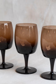 Vintage Smokey Brown Wine Glasses