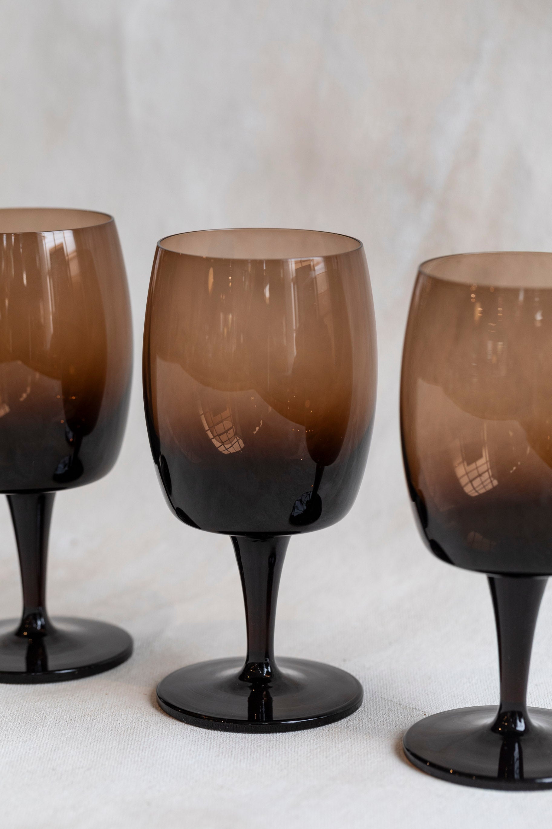 Vintage Smokey Brown Wine Glasses