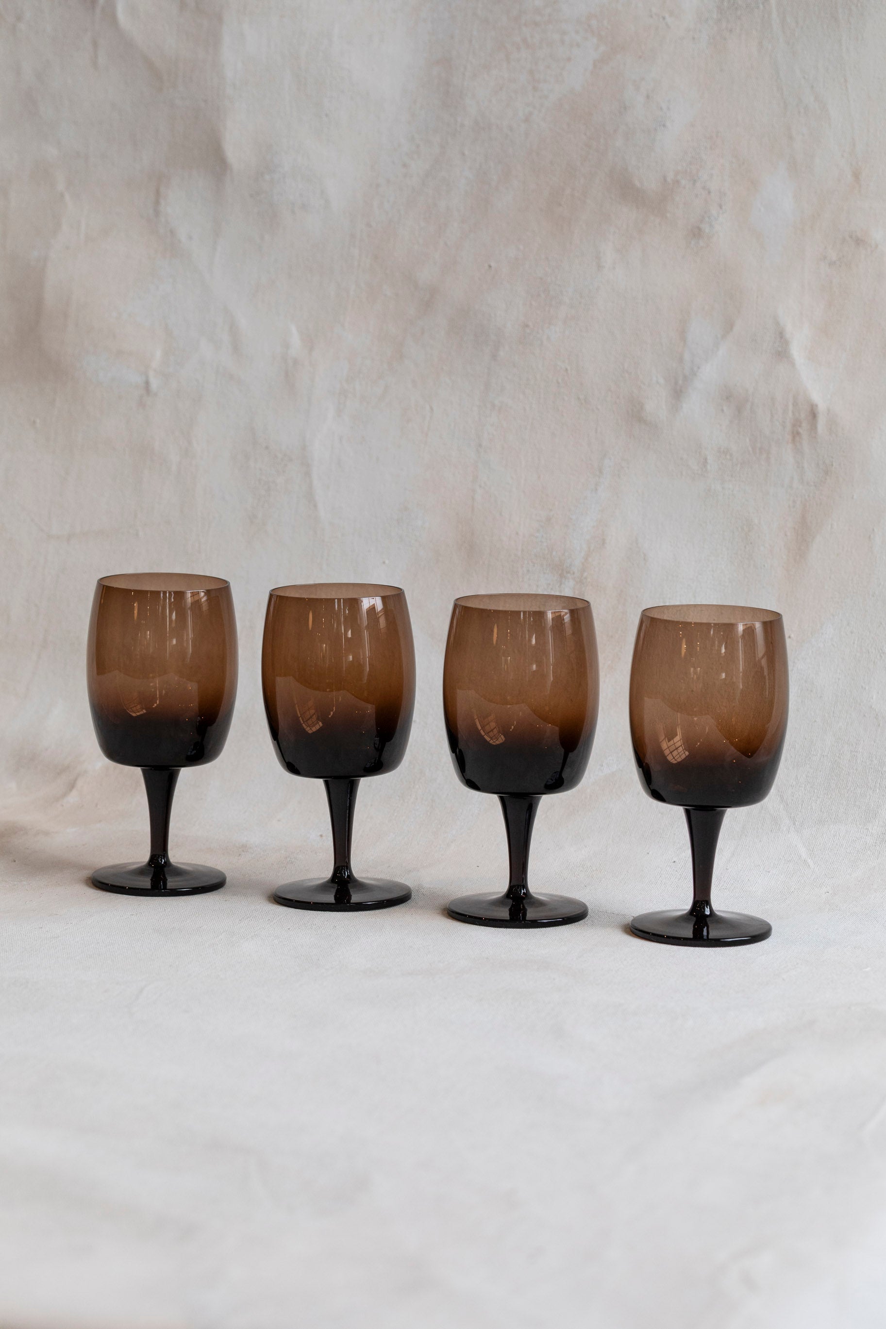 Vintage Smokey Brown Wine Glasses