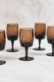 Vintage Smokey Brown Wine Glasses