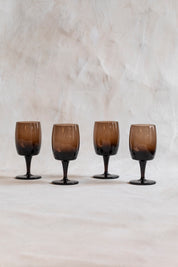 Vintage Smokey Brown Wine Glasses