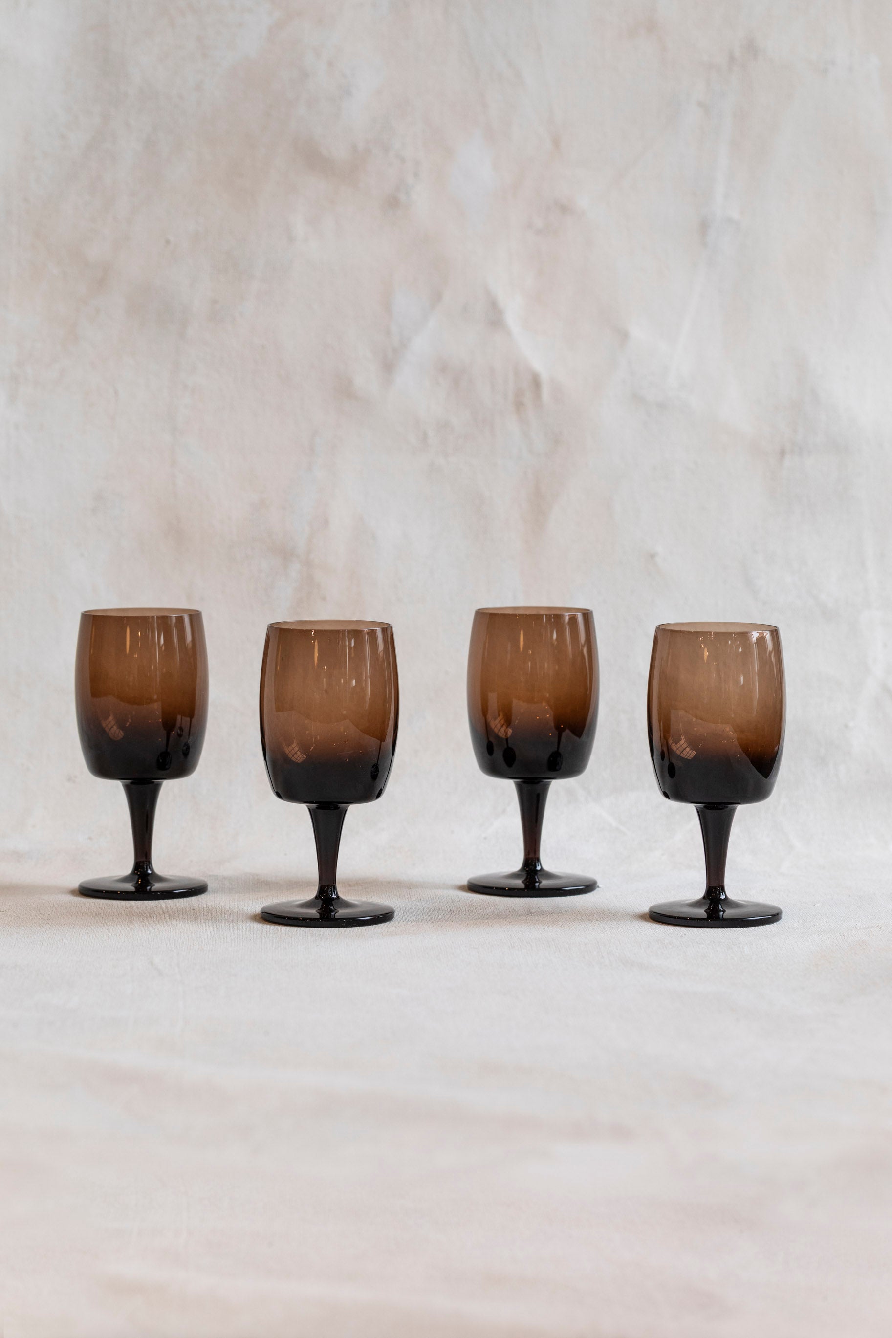Vintage Smokey Brown Wine Glasses