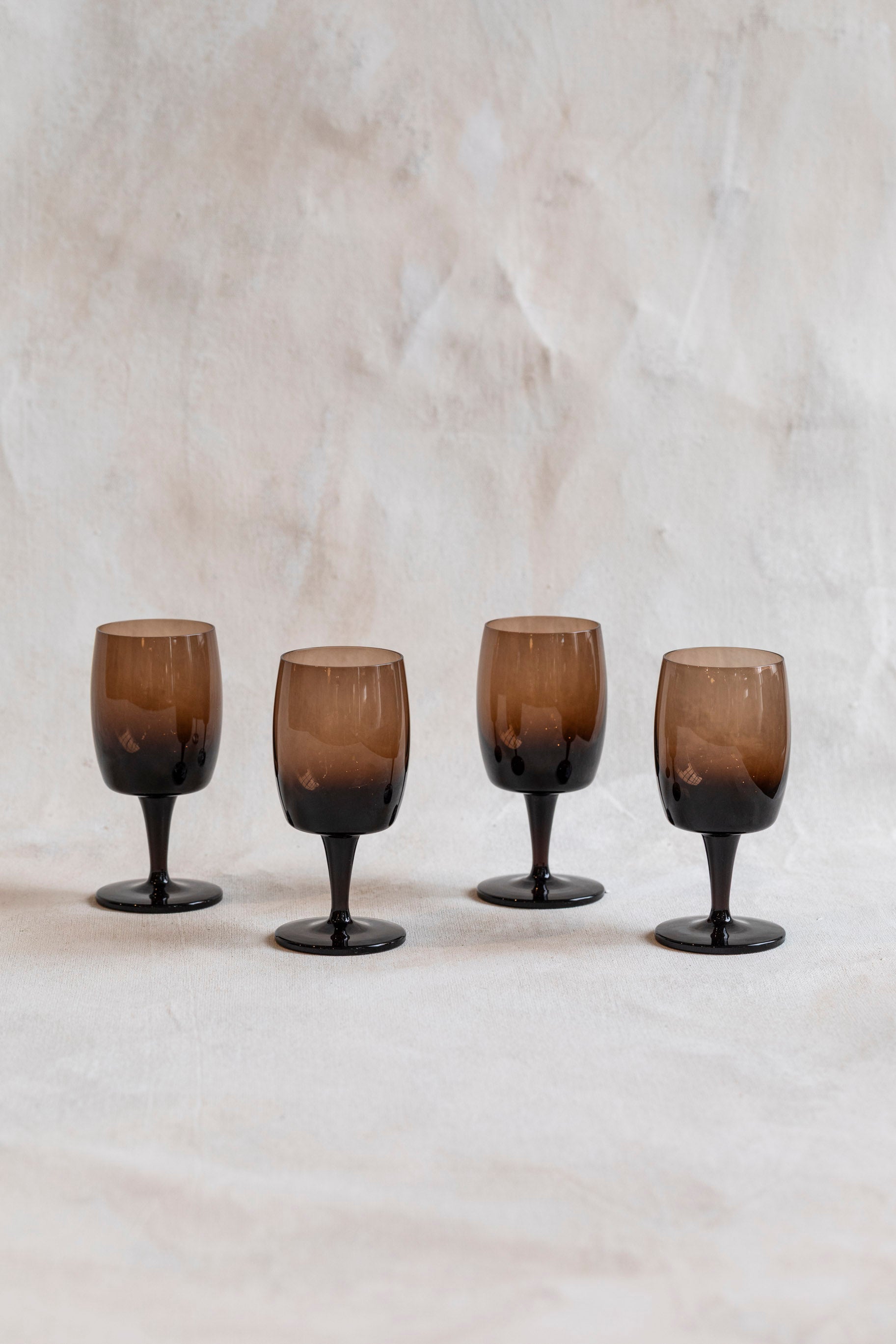 Vintage Smokey Brown Wine Glasses