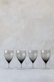 Vintage Smokey Grey Wine Glasses