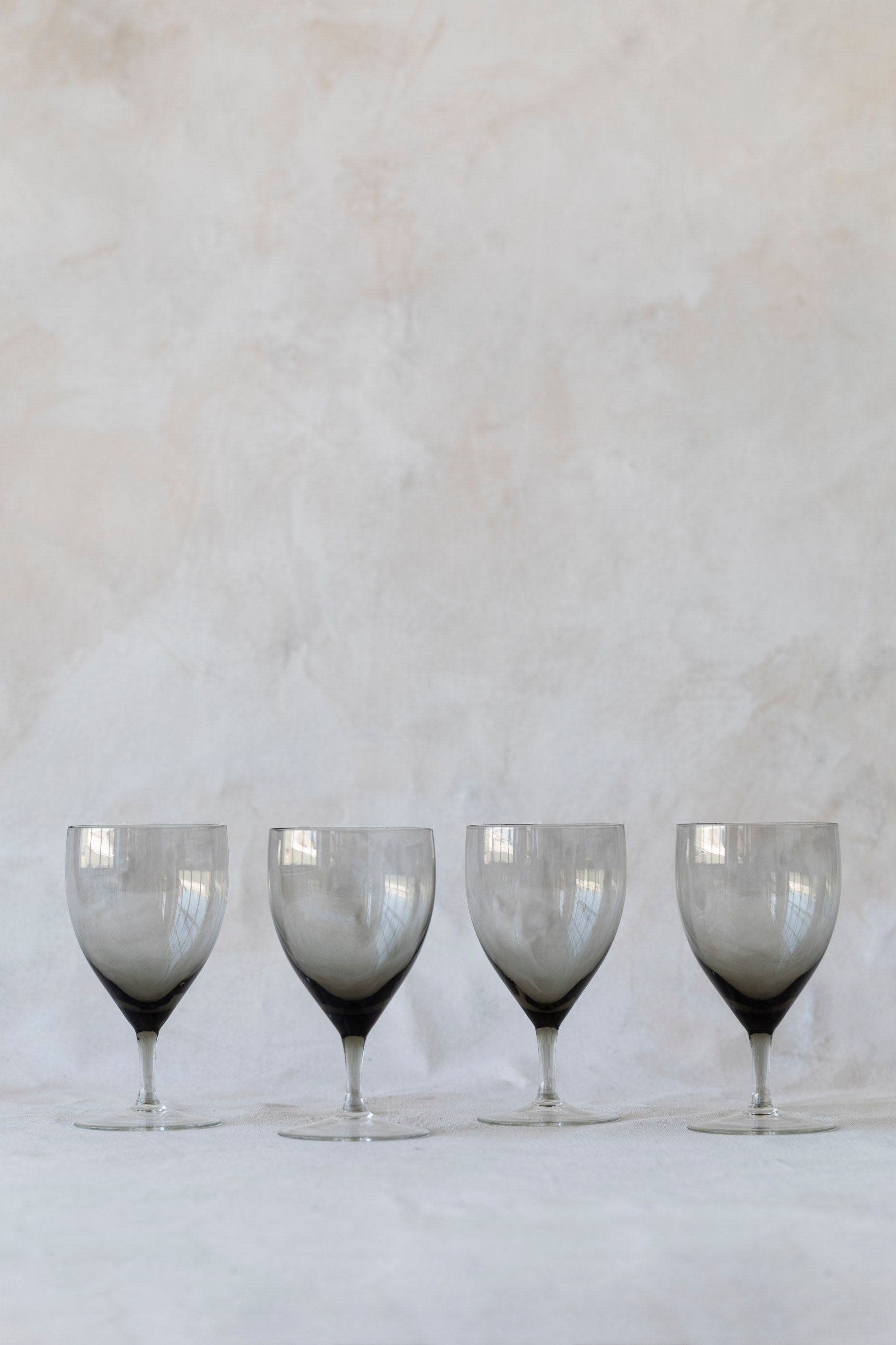 Vintage Smokey Grey Wine Glasses