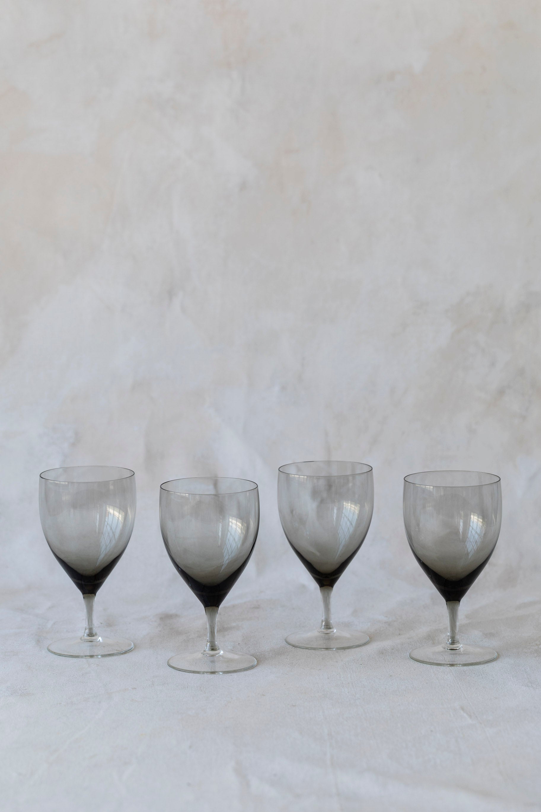 Vintage Smokey Grey Wine Glasses