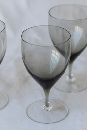 Vintage Smokey Grey Wine Glasses