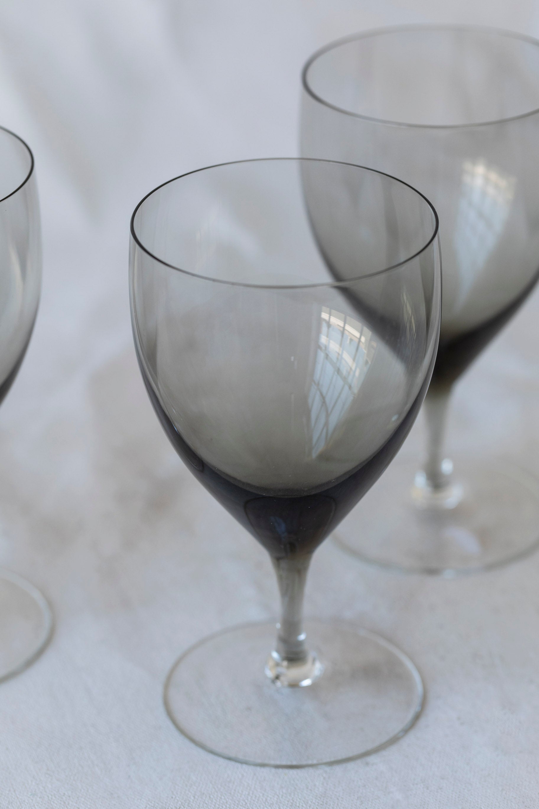Vintage Smokey Grey Wine Glasses