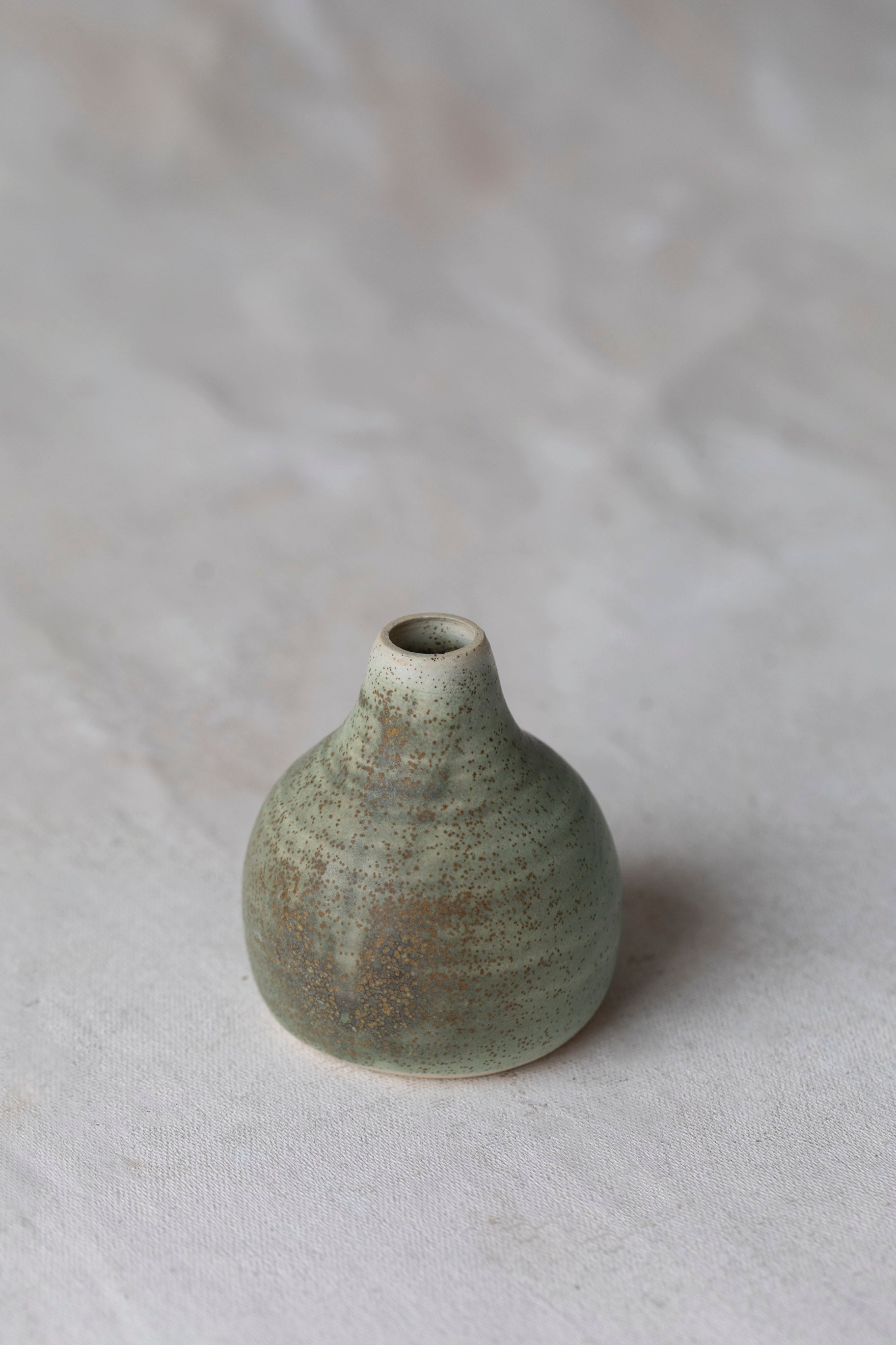 Vintage Speckled Green Bud Vase
