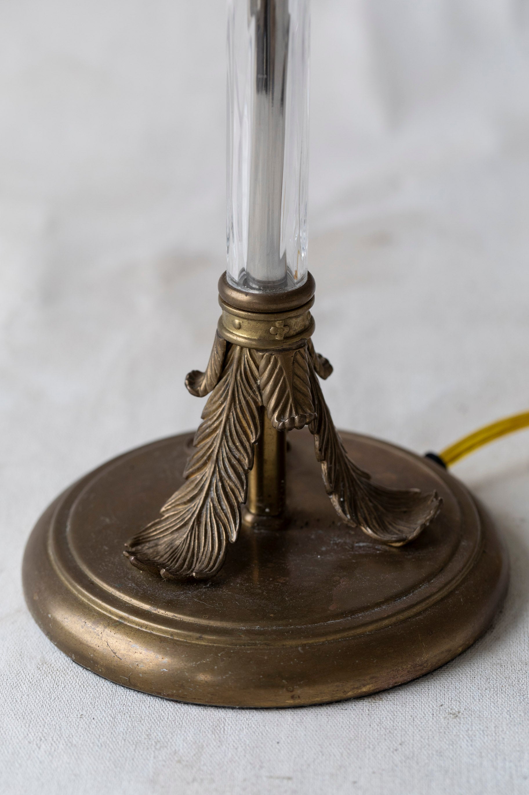Vintage Brass and Glass Column Table Lamp