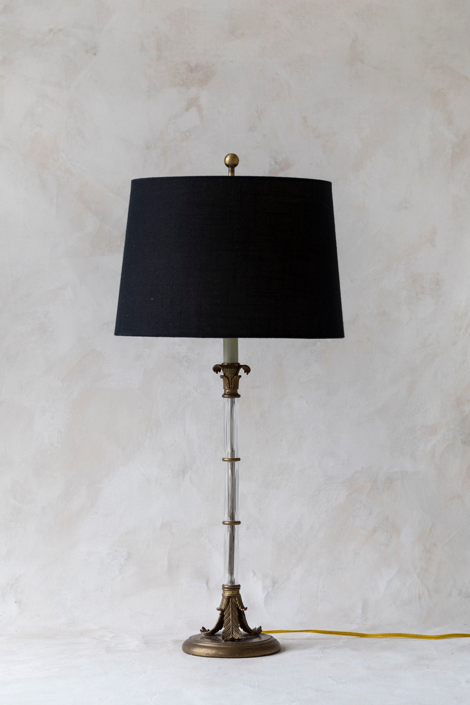 Vintage Brass and Glass Column Table Lamp
