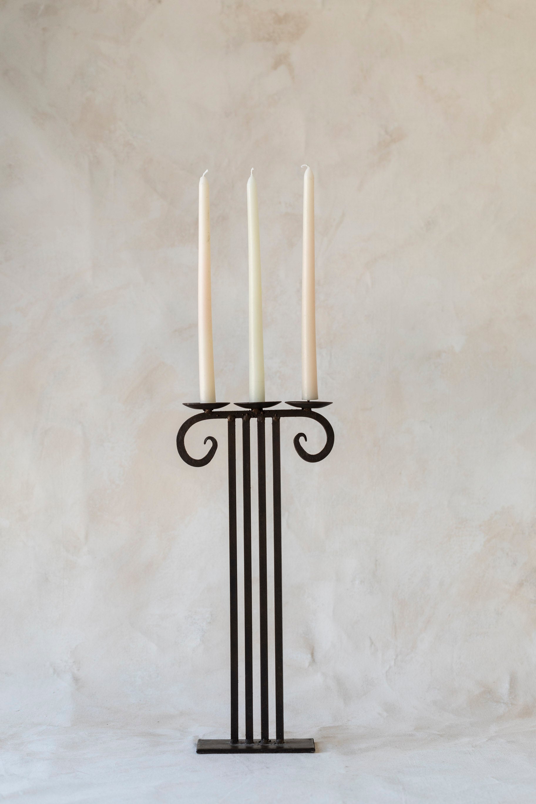 Vintage Tall Iron Column Candelabra