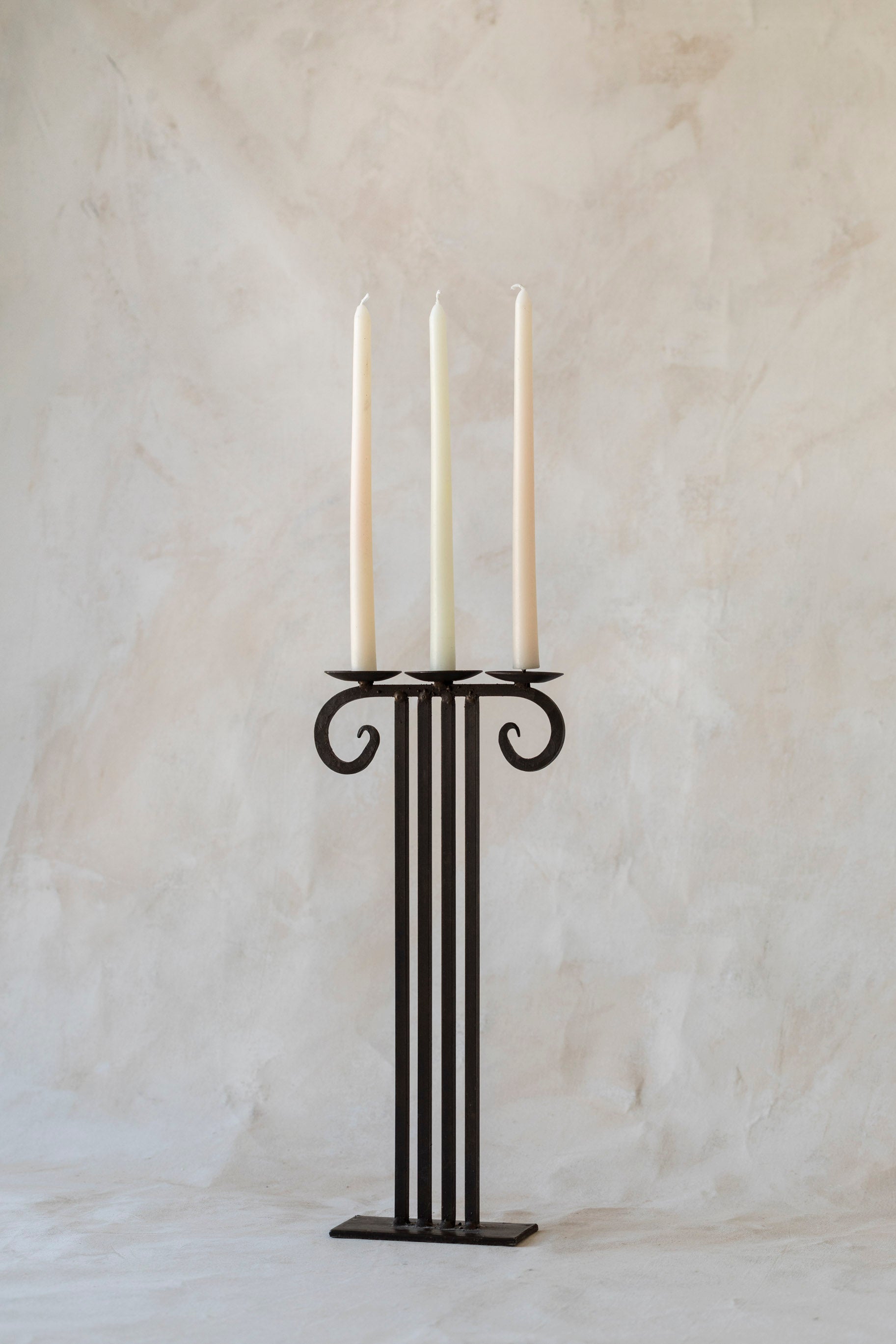 Vintage Tall Iron Column Candelabra