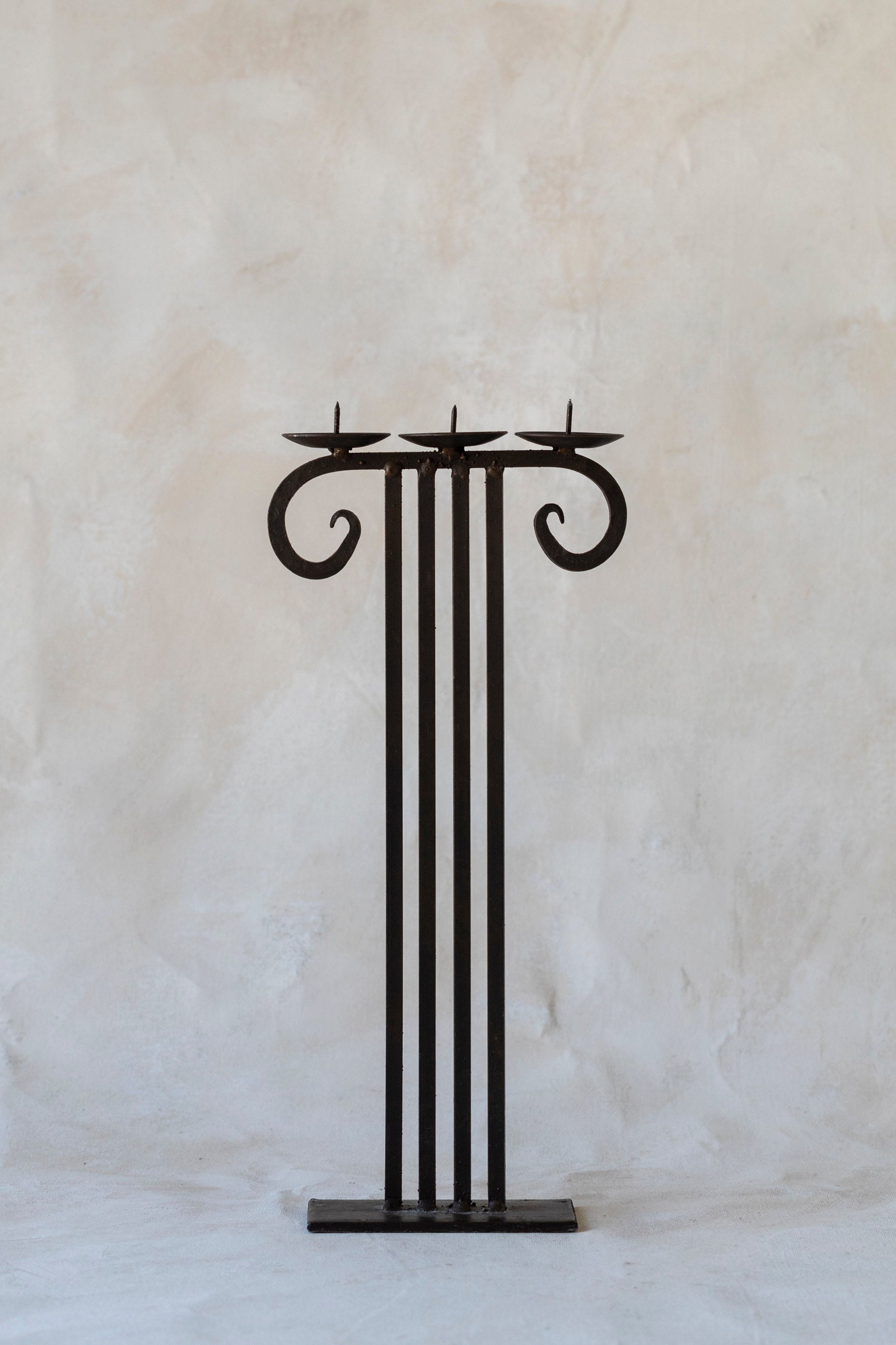 Vintage Tall Iron Column Candelabra