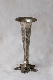 Vintage Tall Silver Embossed Vase