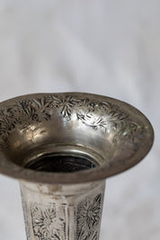 Vintage Tall Silver Embossed Vase