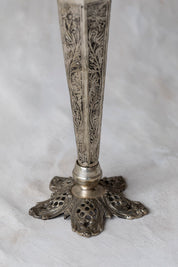 Vintage Tall Silver Embossed Vase