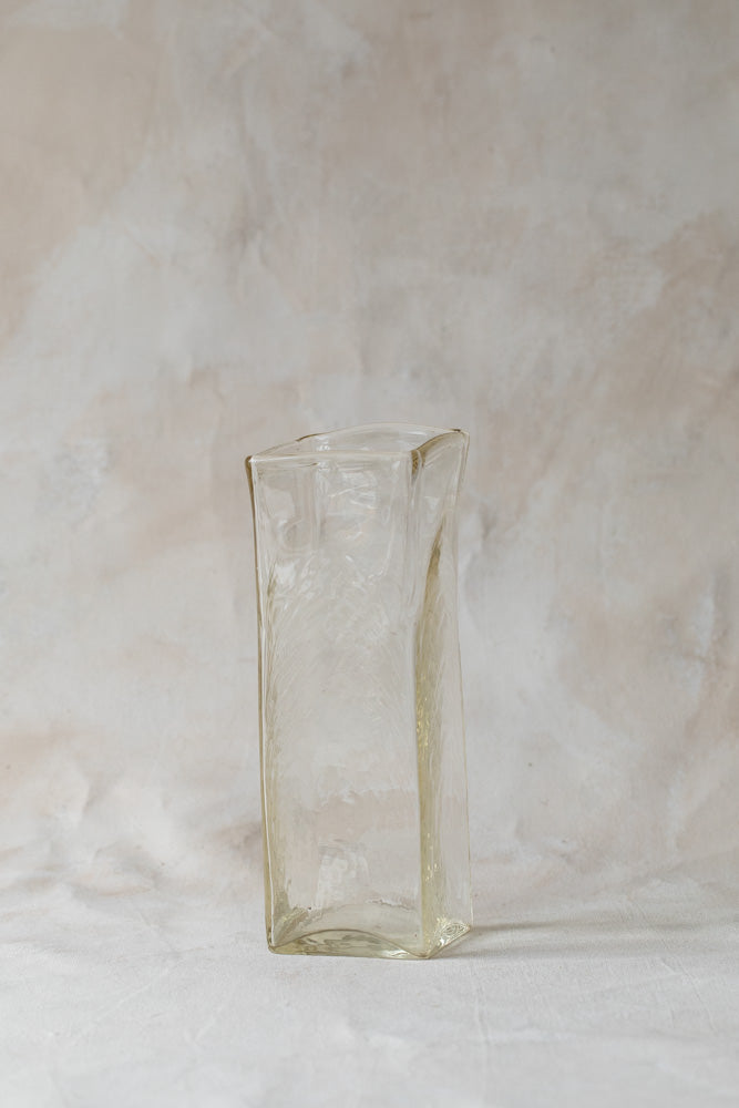 Vintage Tall Square Glass Vase