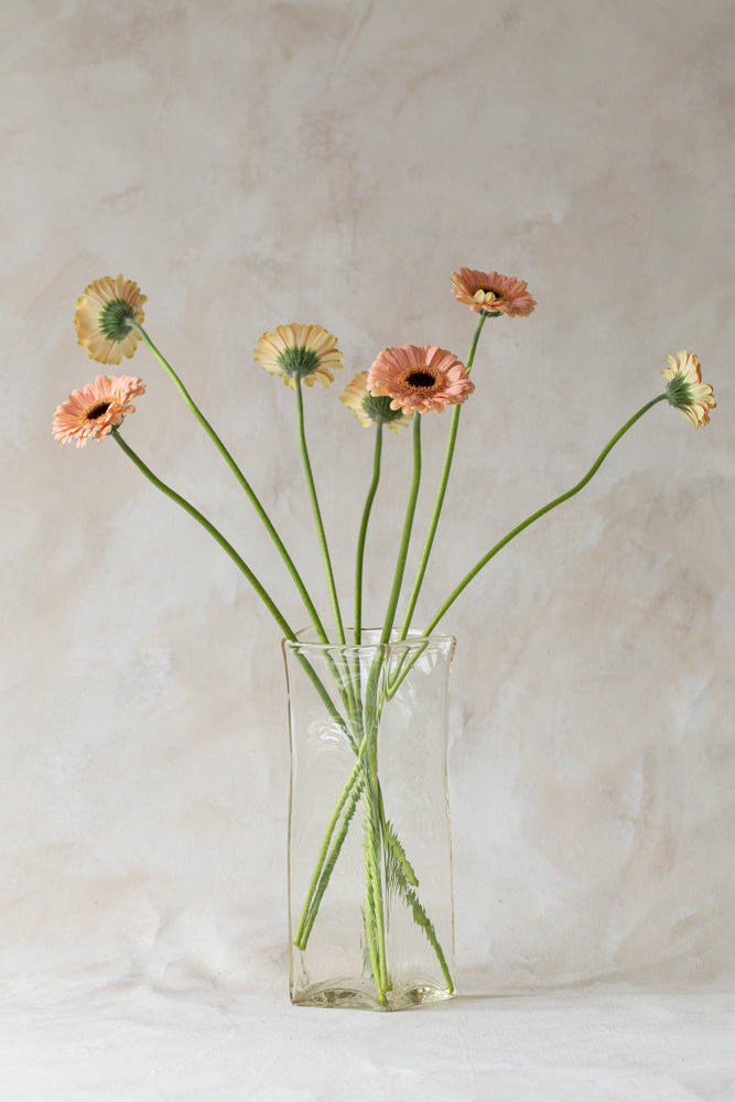 Vintage Tall Square Glass Vase