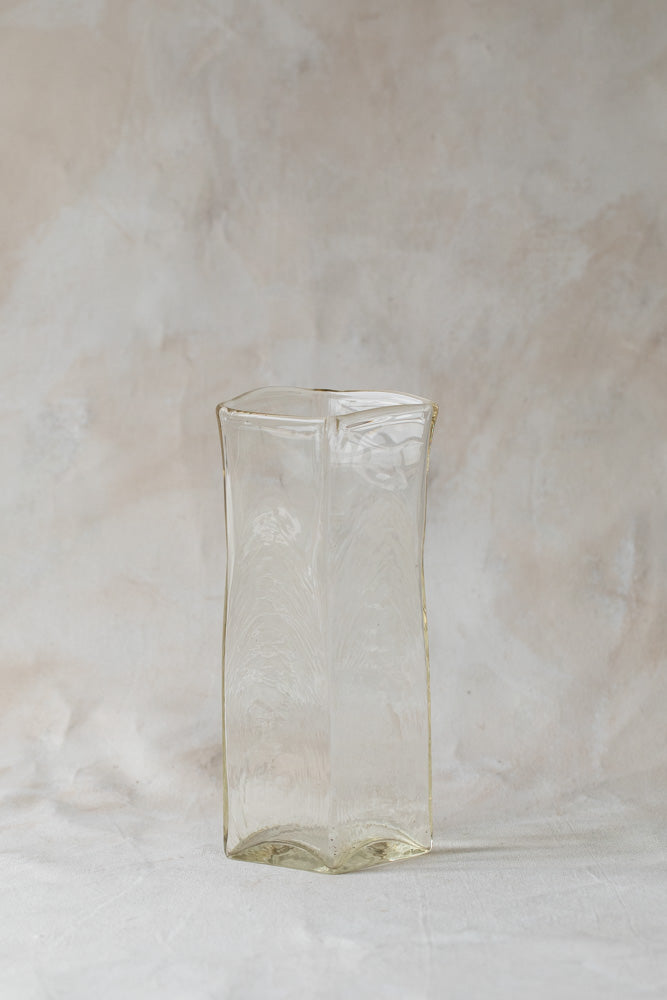 Vintage Tall Square Glass Vase