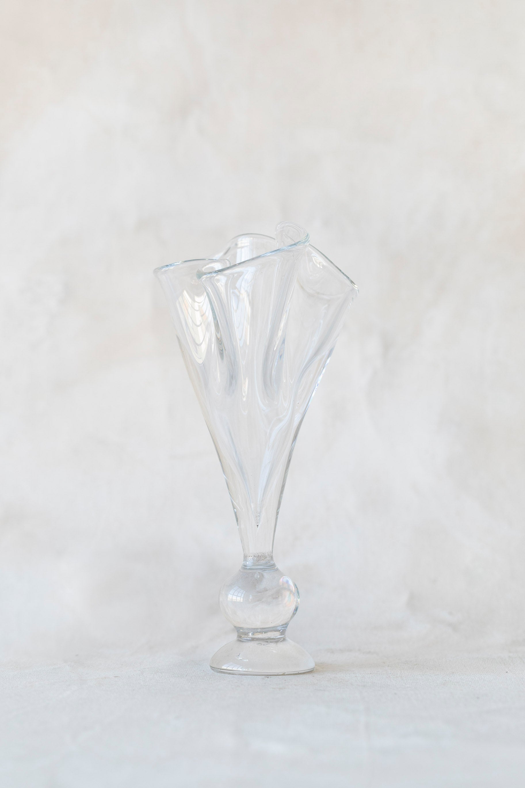 Vintage Tapered Ruffle Glass Vase