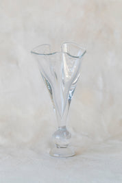 Vintage Tapered Ruffle Glass Vase