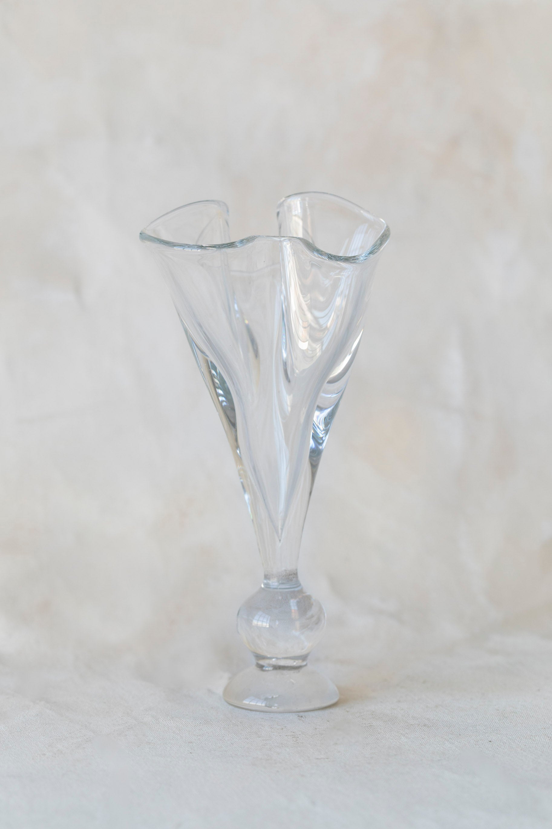 Vintage Tapered Ruffle Glass Vase