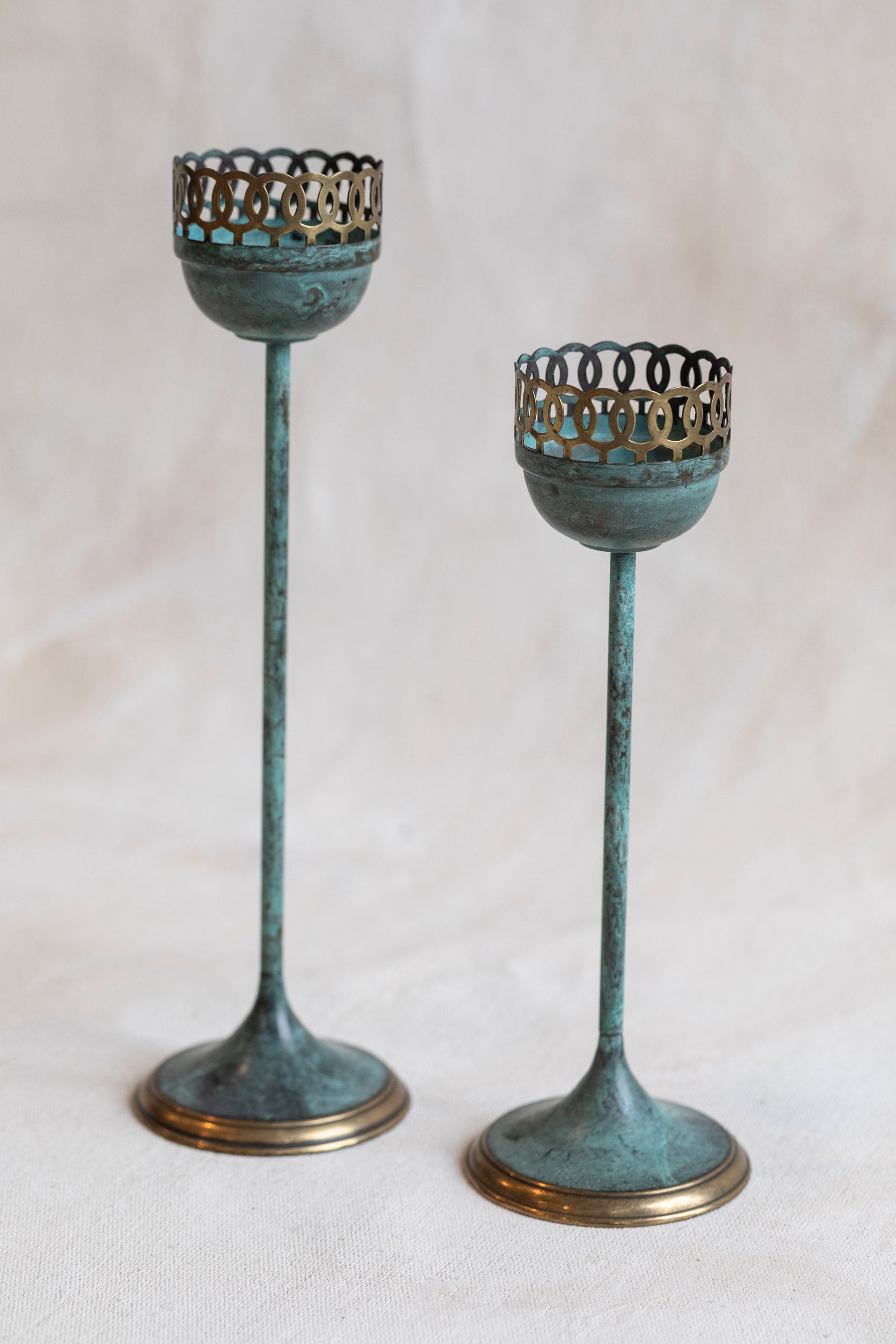 Vintage Teal Tea Light Holders