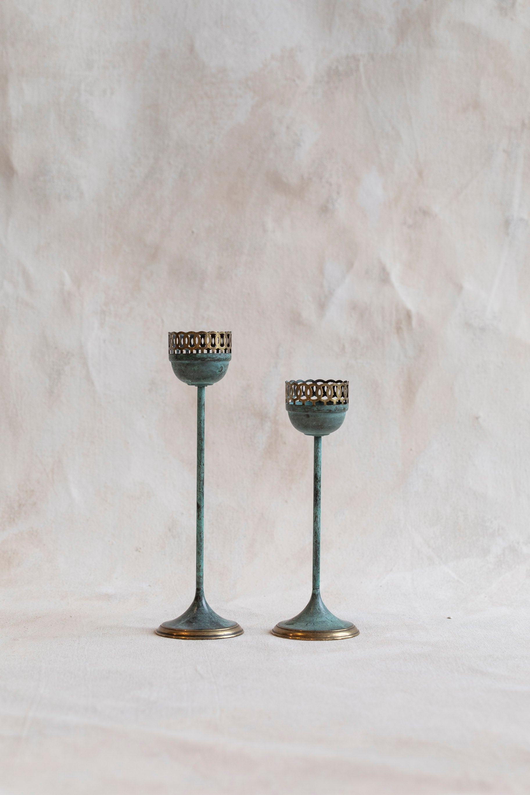 Vintage Teal Tea Light Holders