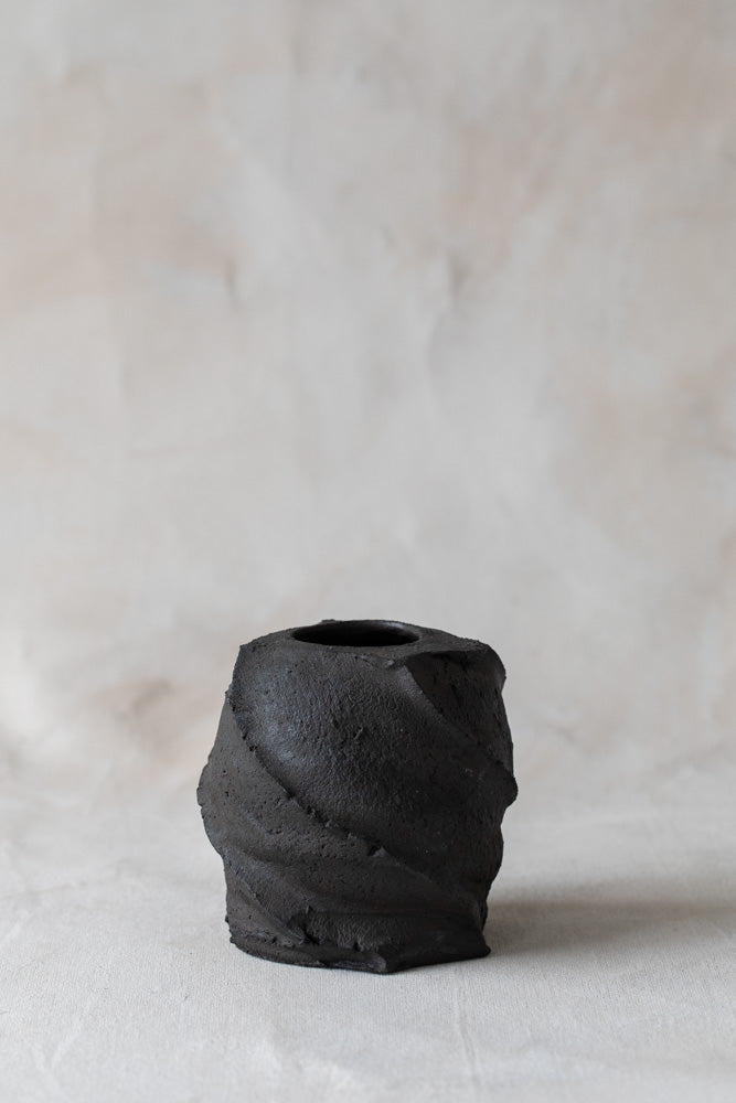 Vintage Black Clay Vase