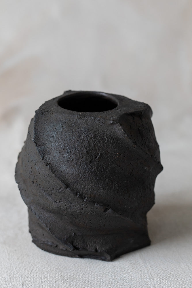 Vintage Black Clay Vase