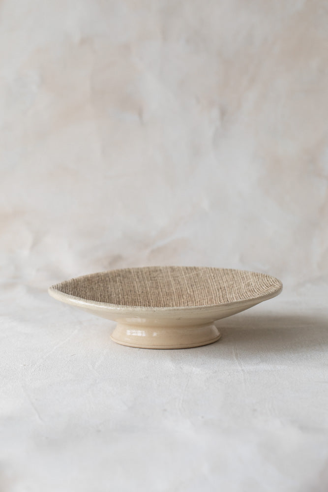 Vintage Textured Pedestal Bowl