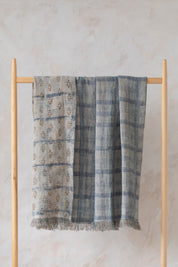 Vintage Linen Throw in Blue