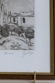 Vintage Framed Sketch of Morsano