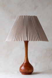 Vintage Wood Lamp with Pleated Shade
