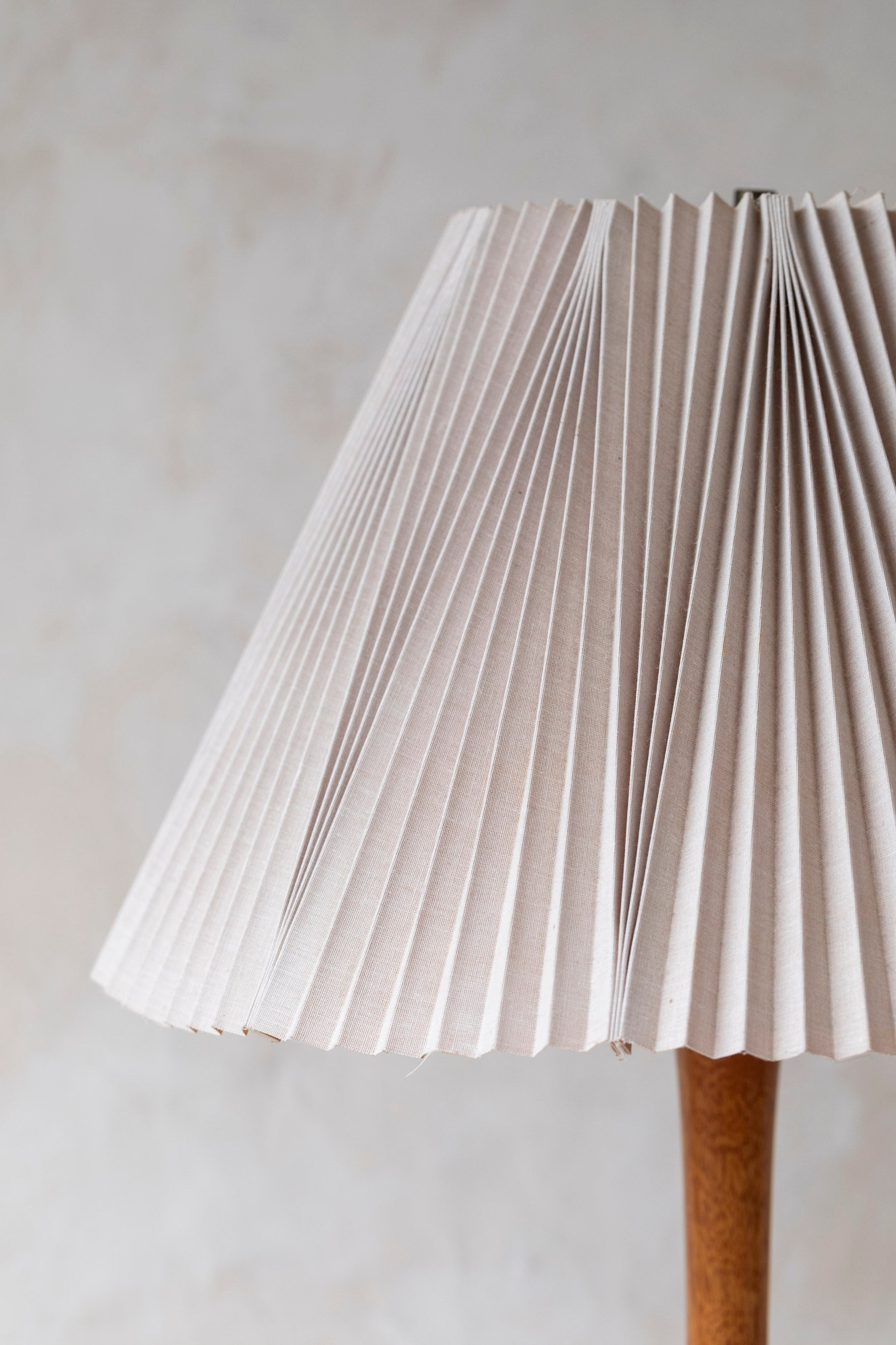Vintage Wood Lamp with Pleated Shade