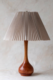 Vintage Wood Lamp with Pleated Shade