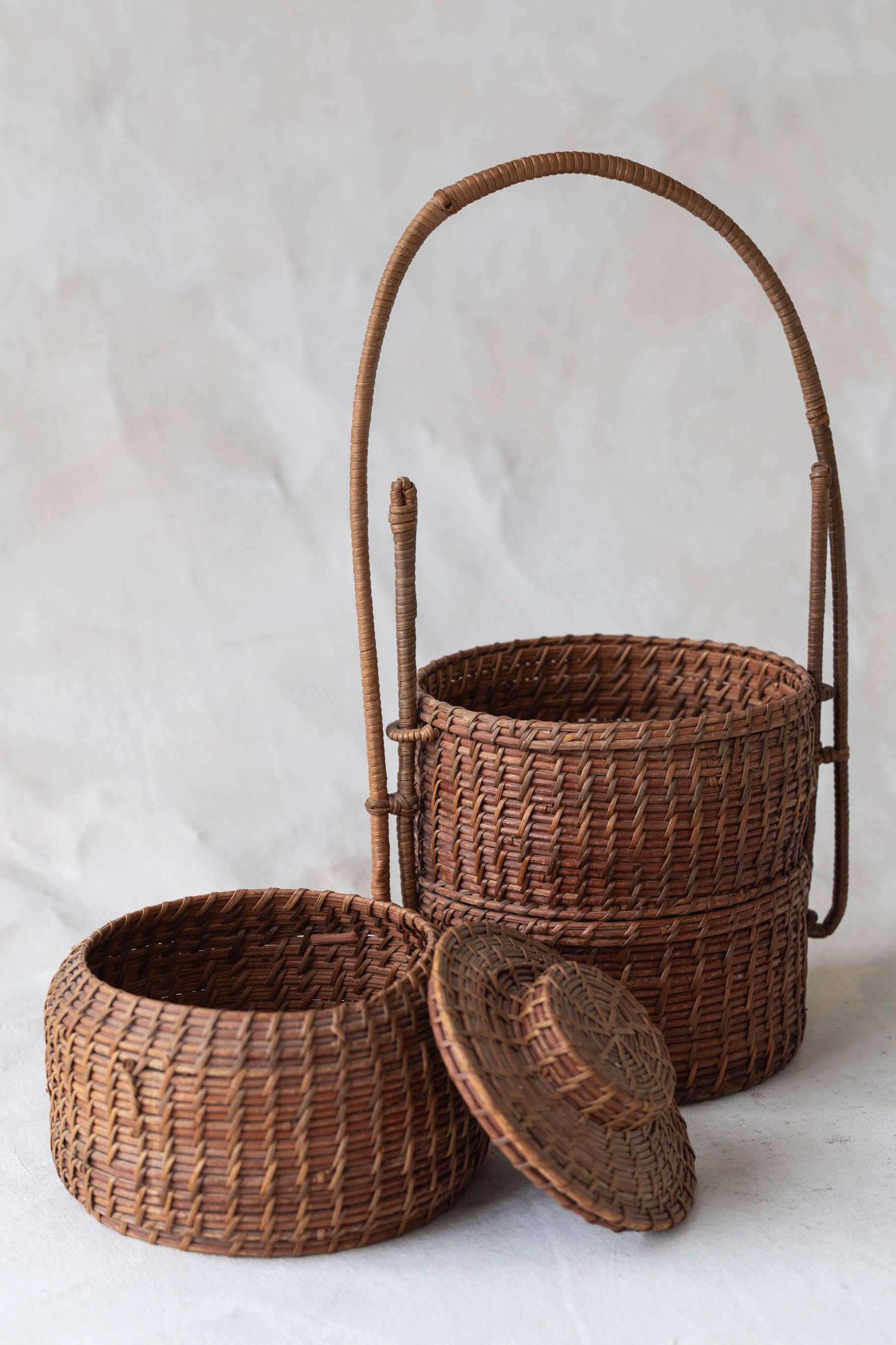 Vintage Stacked Woven Containers