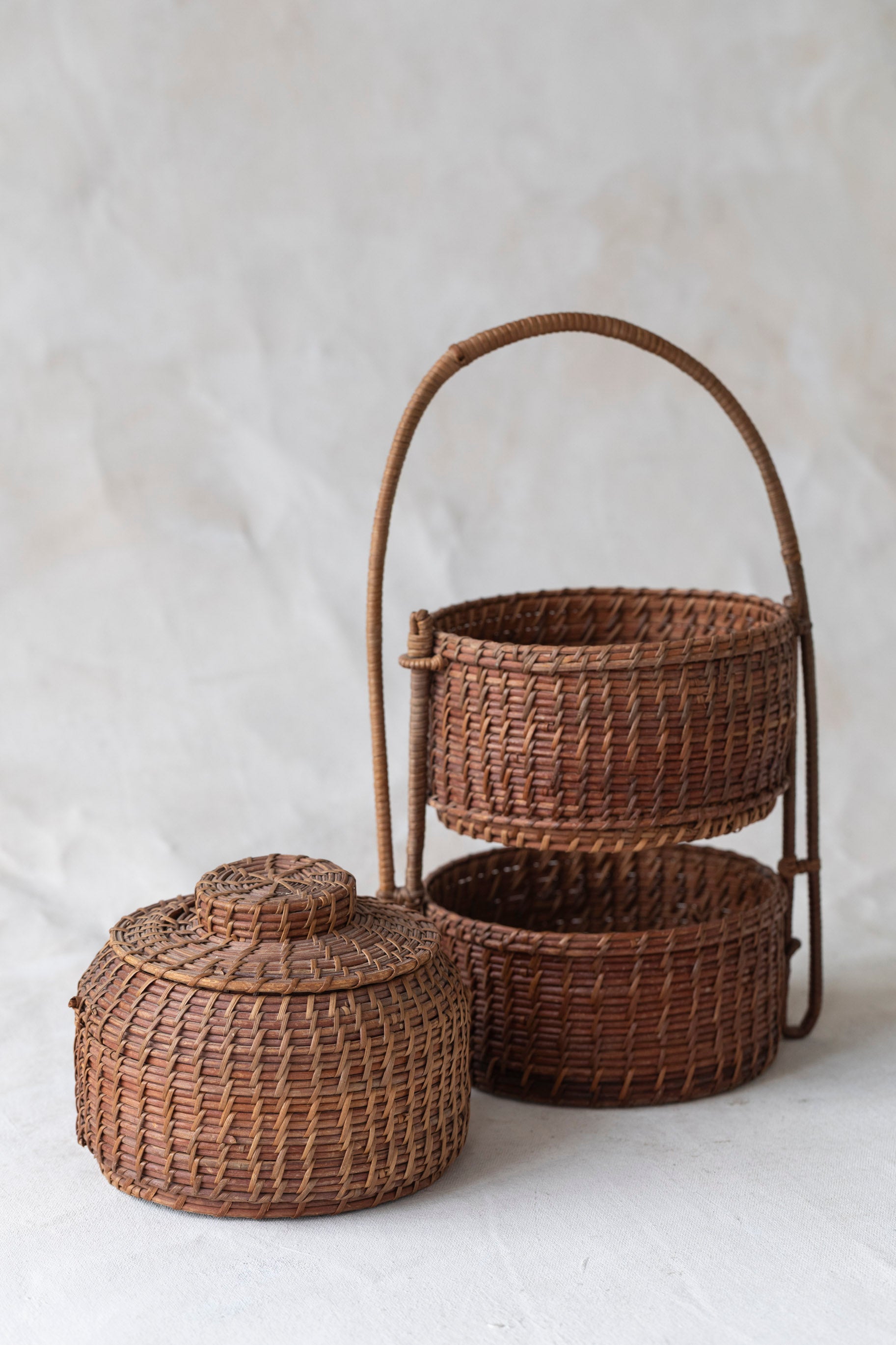 Vintage Stacked Woven Containers