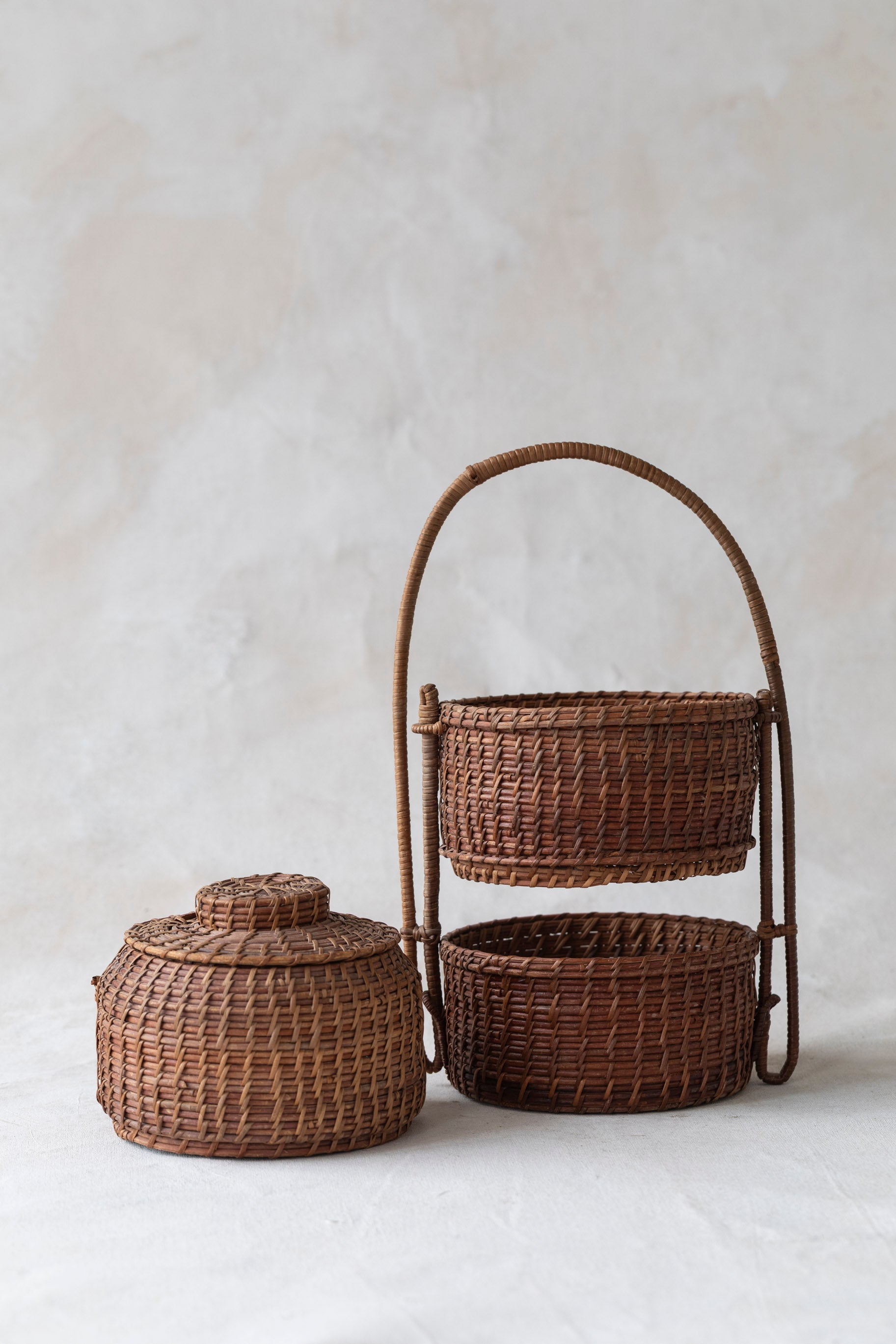 Vintage Stacked Woven Containers