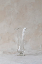 Vintage Crystal Trumpet Ruffle Vase