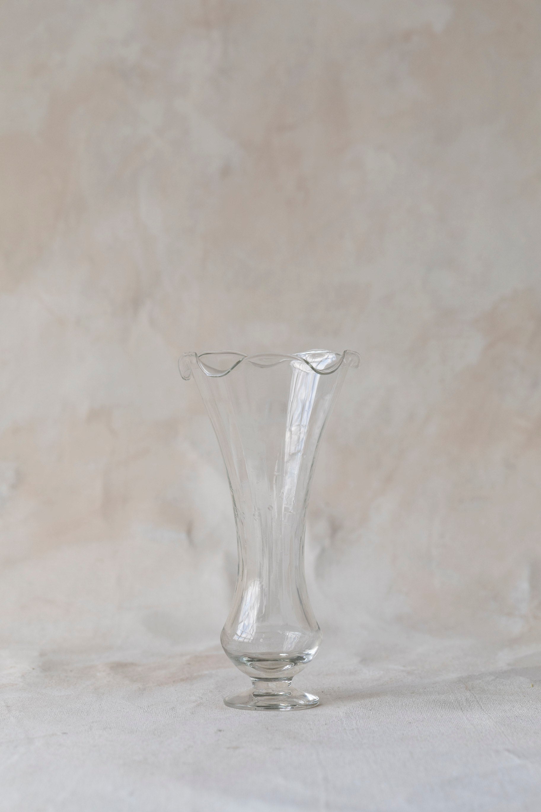 Vintage Crystal Trumpet Ruffle Vase