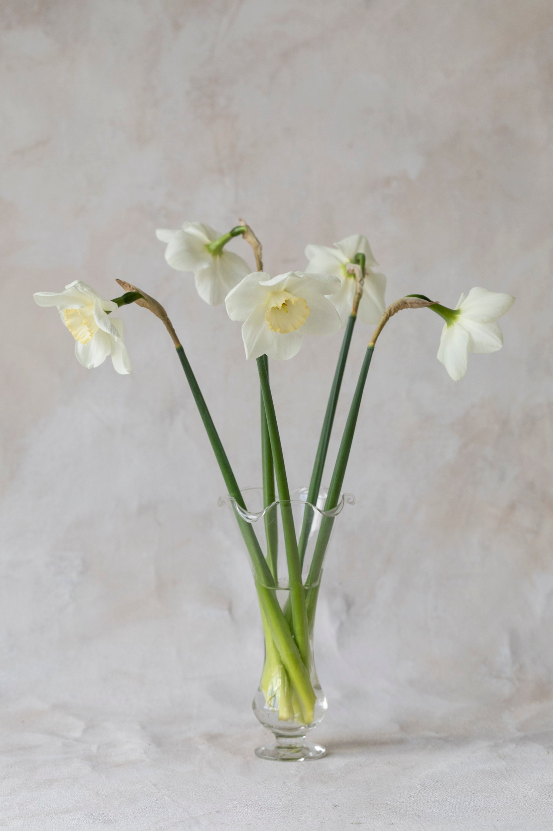 Vintage Crystal Trumpet Ruffle Vase