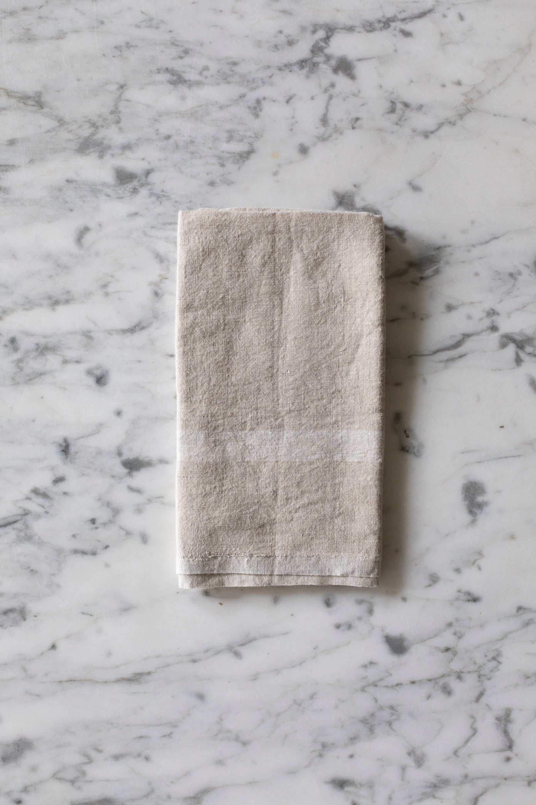 Washed Linen Natural/White Tea Towel