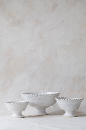 White Tamegroute Jagged Edge Pedestal Bowl