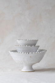 White Tamegroute Jagged Edge Pedestal Bowl