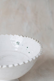 White Tamegroute Jagged Edge Pedestal Bowl